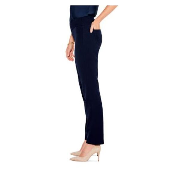 NIC+ZOE Womens Navy Elastic Waist Faux Fly Pull-on Straight leg Pants 16 - Picture 3 of 3